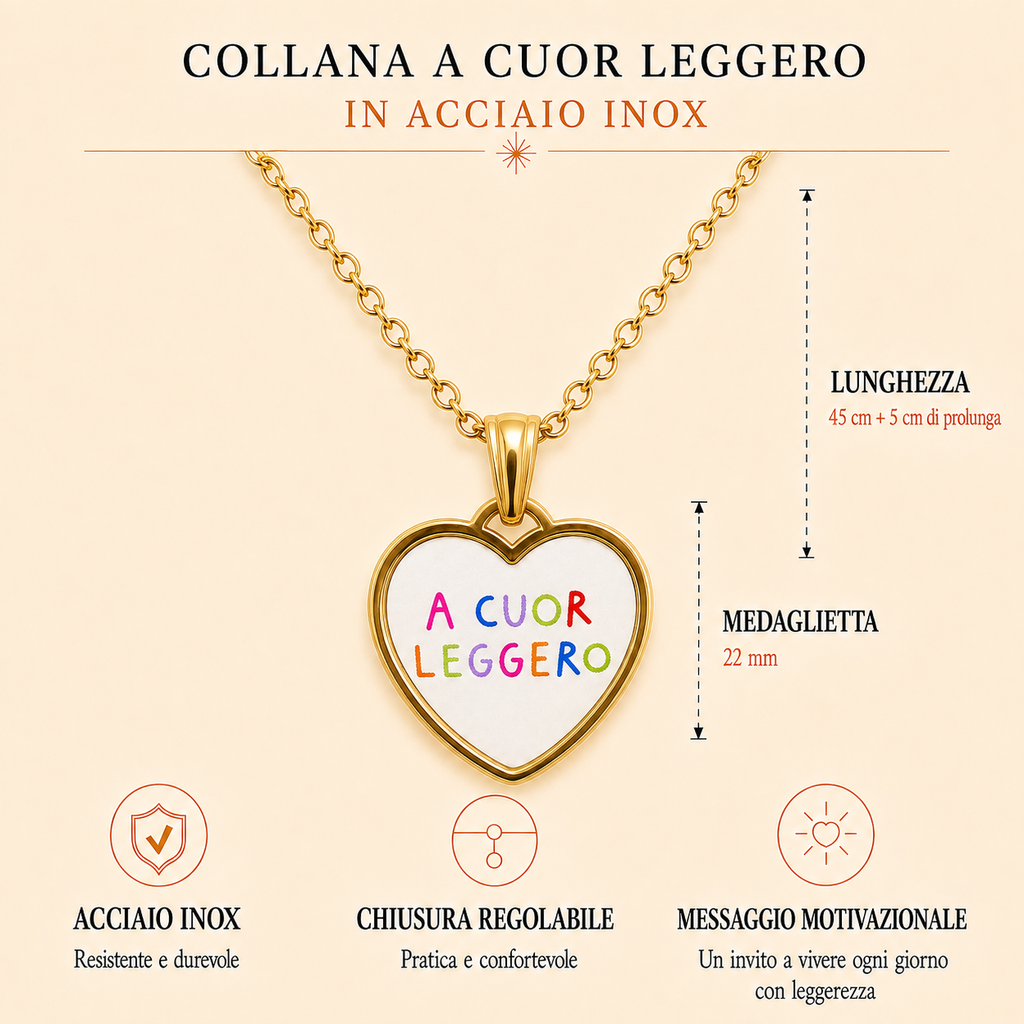 Collana in acciaio inox "A cuor leggero"