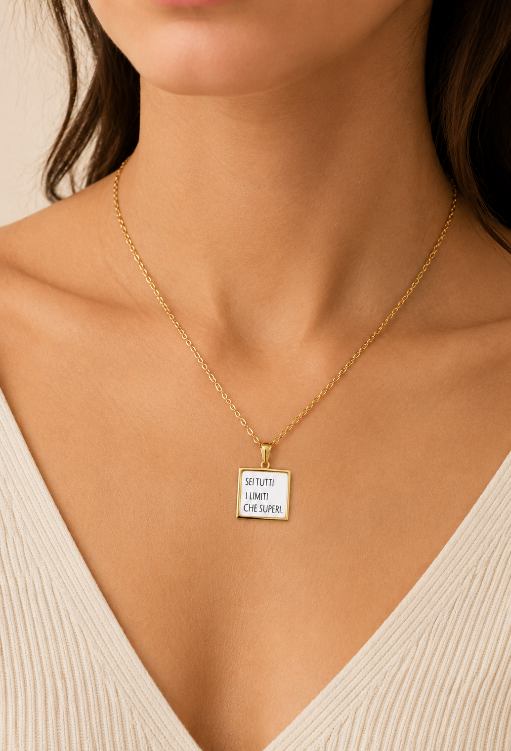 Collana in acciaio inox "Sei tutti i limiti che superi"