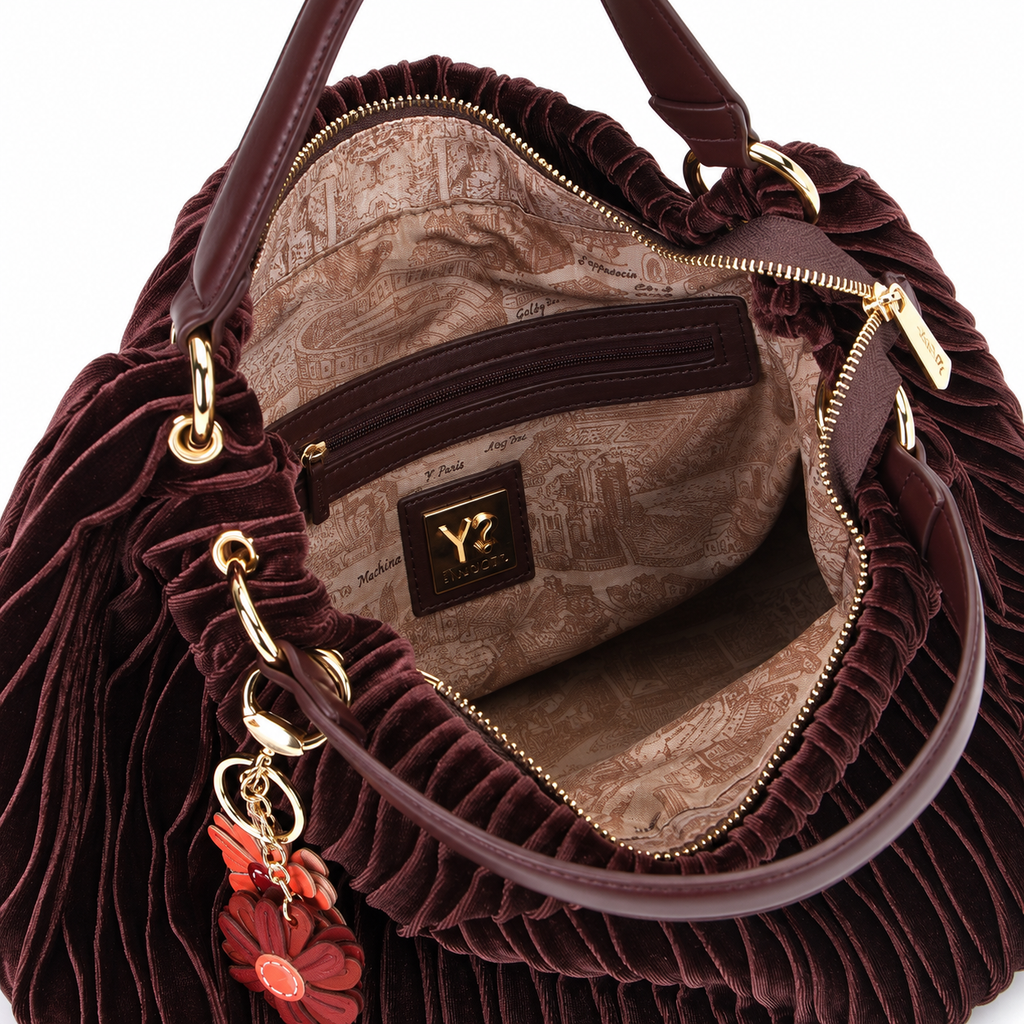 Hobo bag Ynot taglia L in velluto Paris