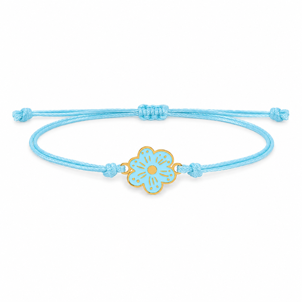 Bracciale Amicizia per Bambini Celeste Portafortuna Fiore iTotal