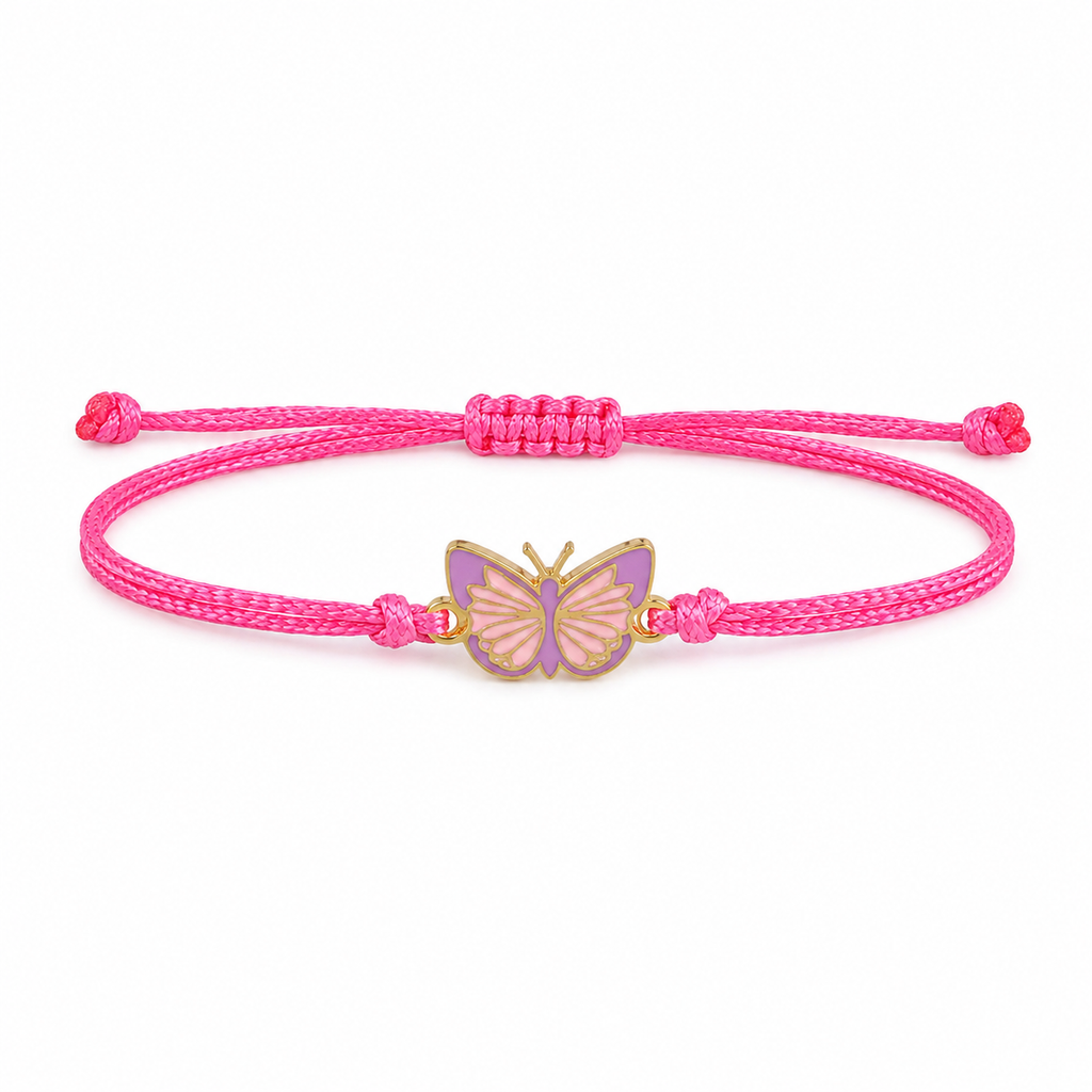 Bracciale Amicizia per Bambini Rosa Portafortuna Farfalla iTotal