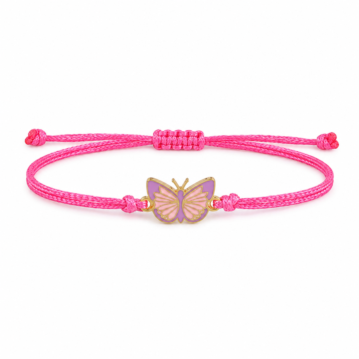 Bracciale Amicizia per Bambini Rosa Portafortuna Farfalla iTotal