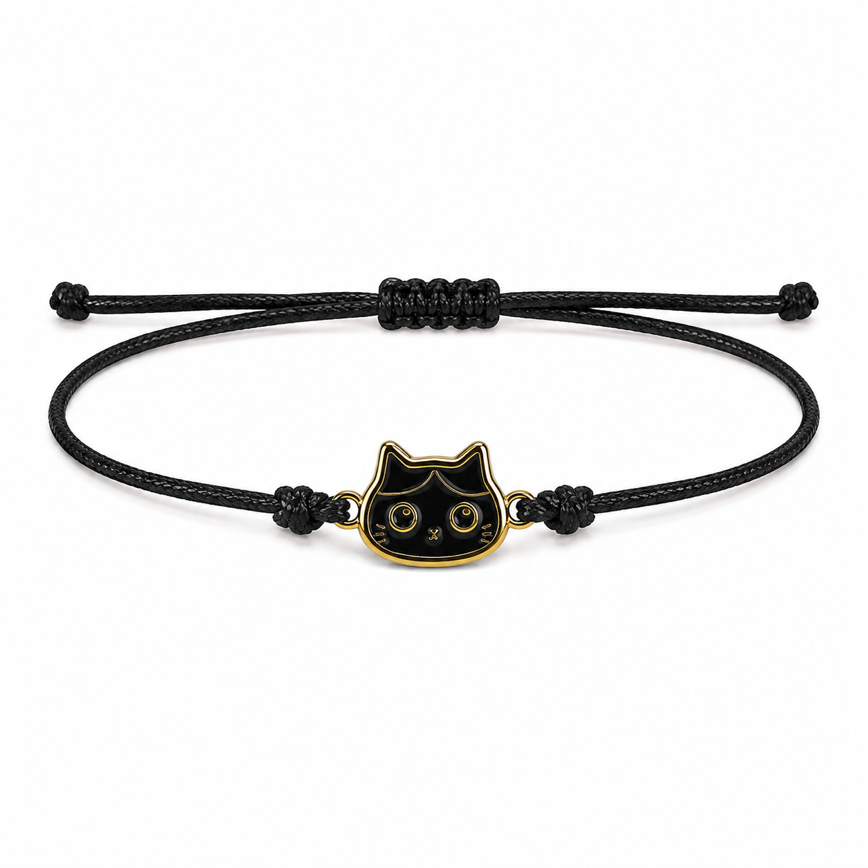 Bracciale Amicizia per Bambini Nero Portafortuna Gatto iTotal