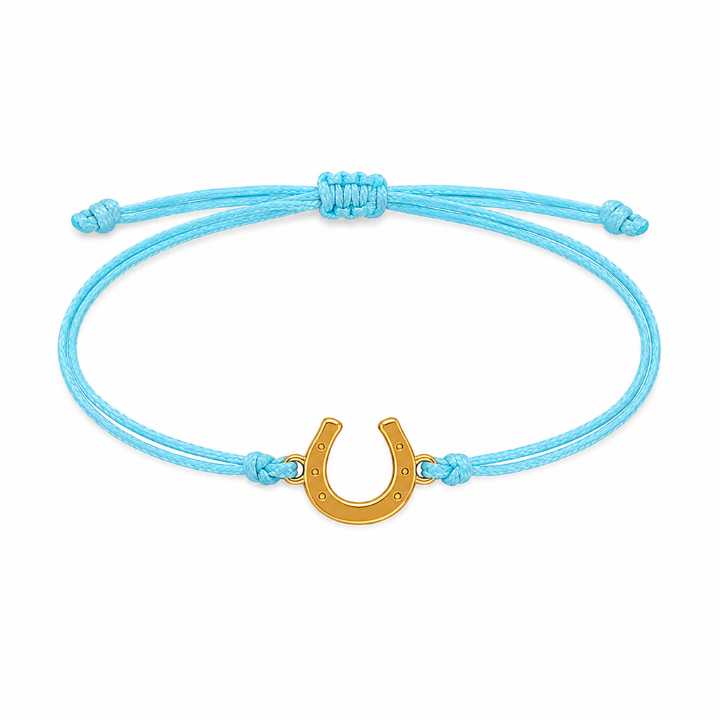 Bracciale Amicizia per Bambini Celeste Portafortuna Ferro di Cavallo iTotal