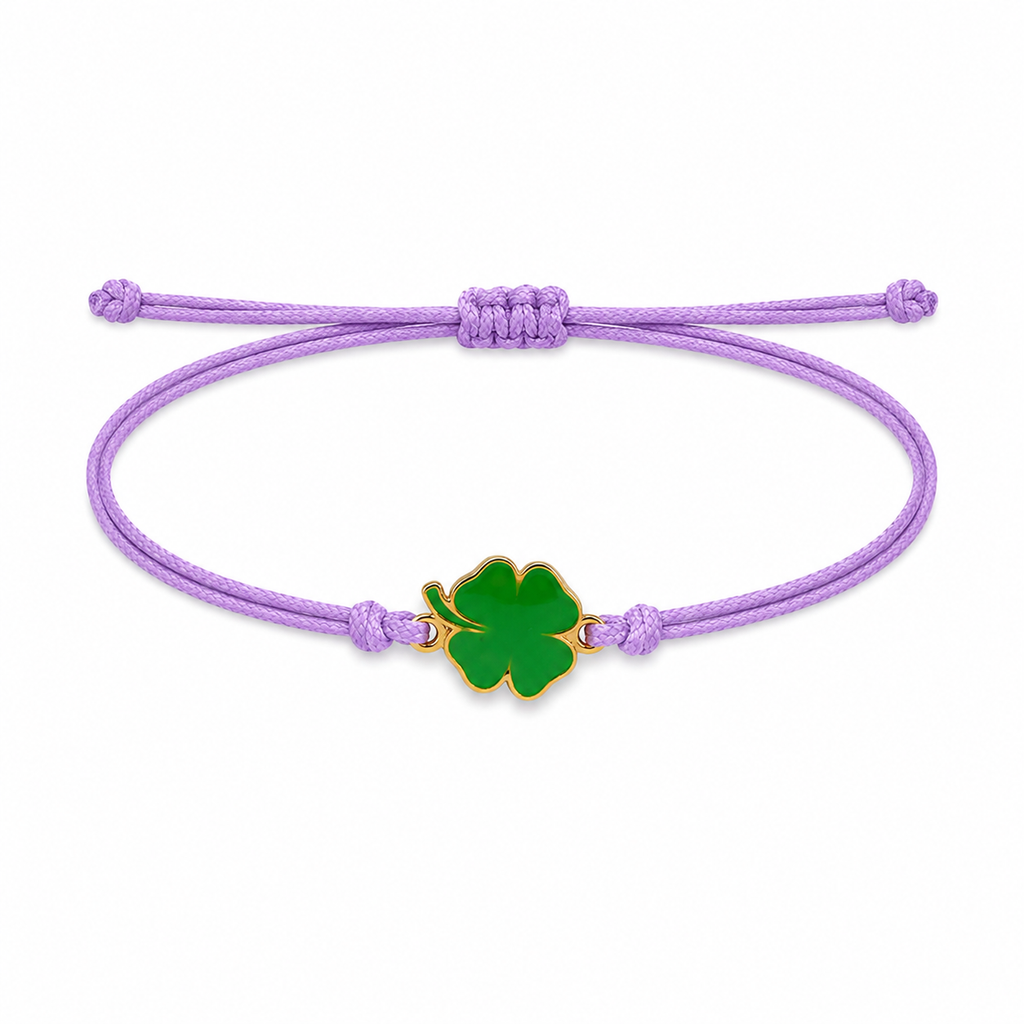 Bracciale Amicizia per Bambini Lilla Portafortuna Quadrifoglio iTotal