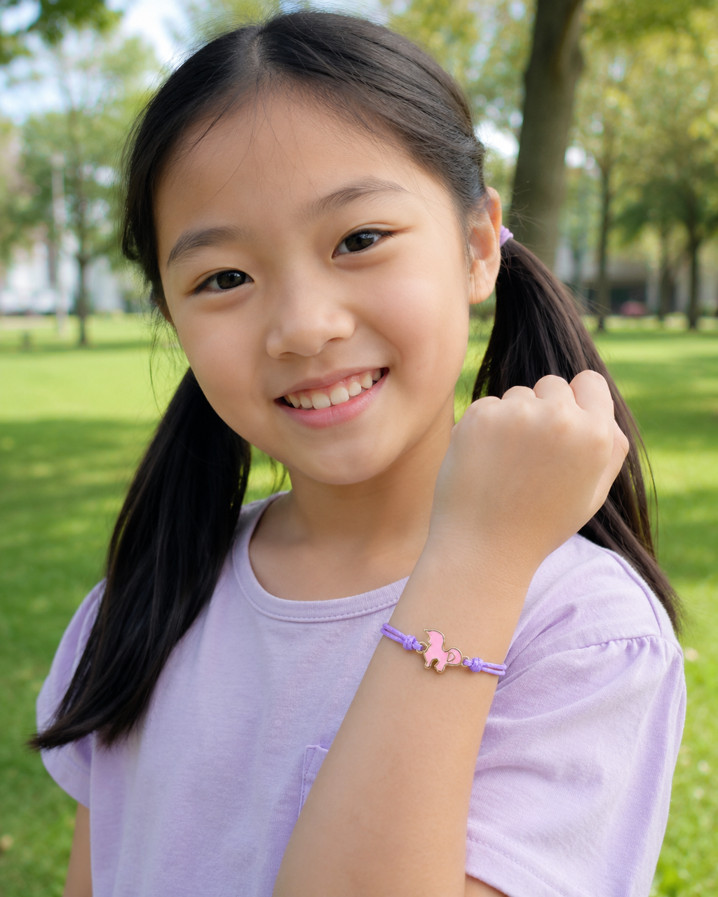 Bracciale Amicizia per Bambini Lilla Portafortuna Unicorno iTotal