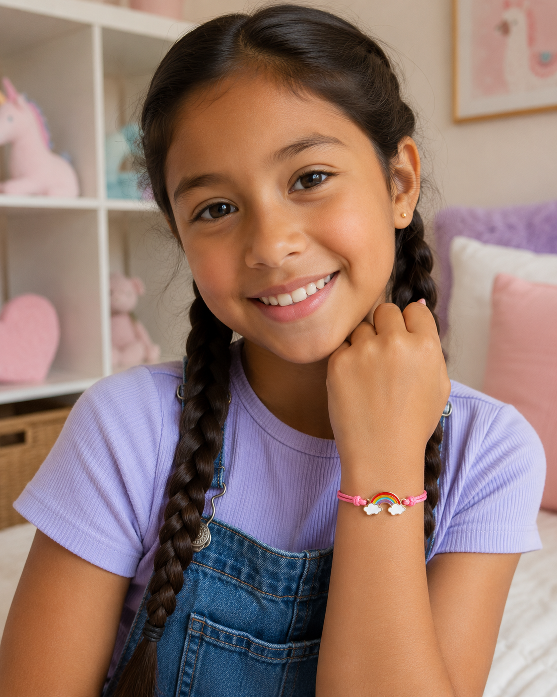 Bracciale Amicizia per Bambini Rosa Portafortuna Arcobaleno iTotal