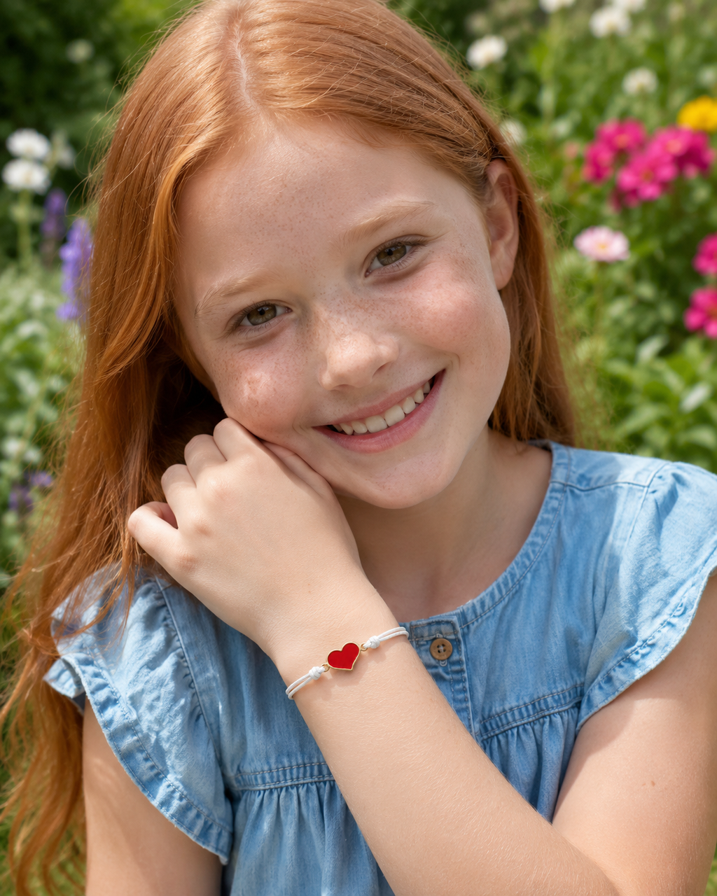 Bracciale Amicizia per Bambini Bianco Portafortuna Cuore iTotal