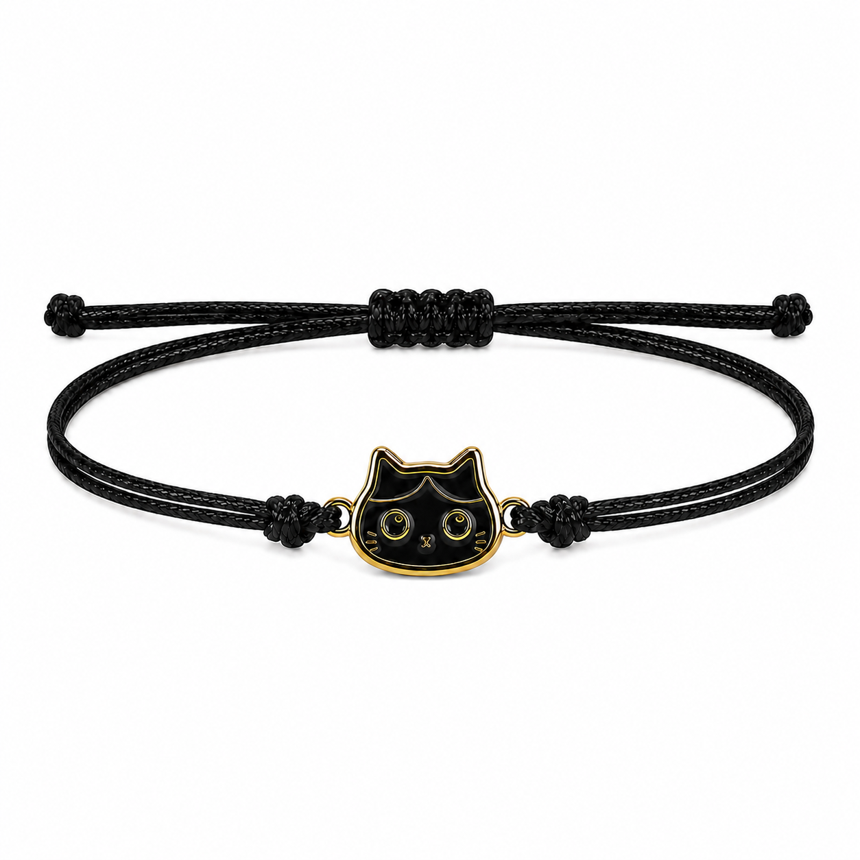 Bracciale Amicizia per Bambini Nero Portafortuna Gatto iTotal
