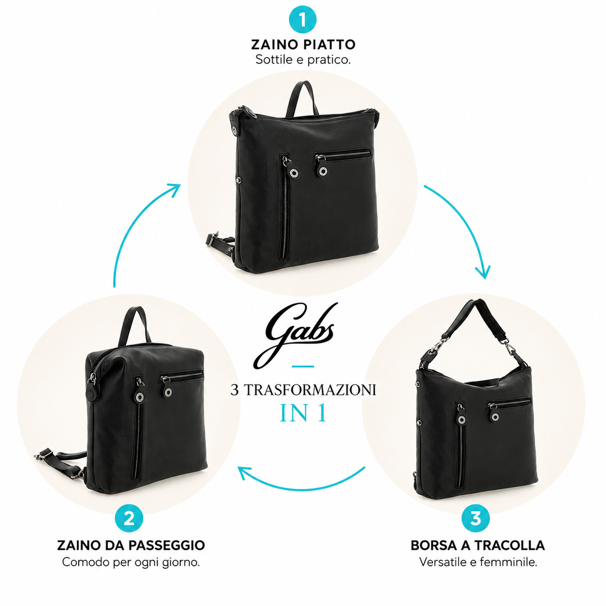 Borsa Zaino Gabs G12 WORK MATE Taglia M in vera pelle