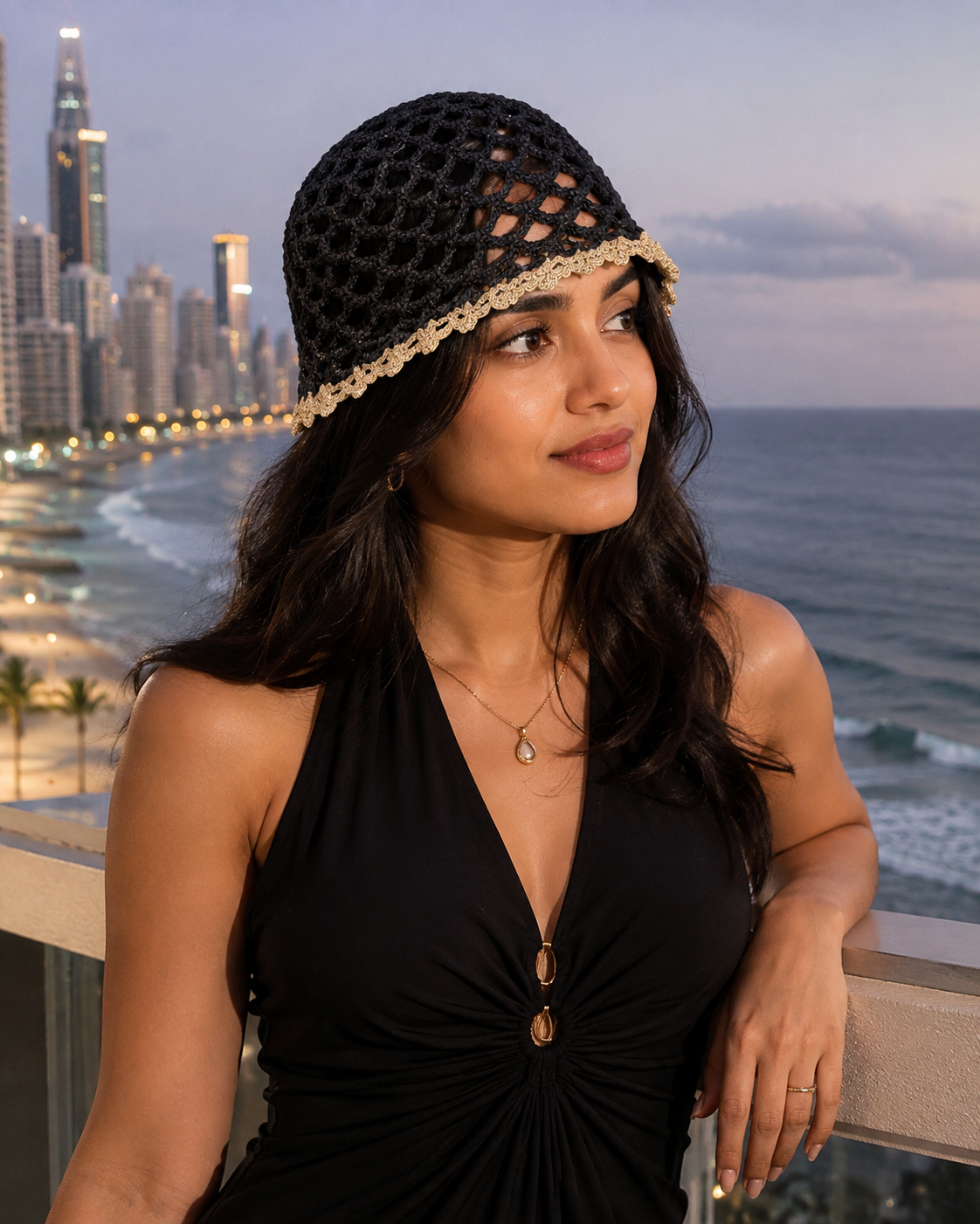 Mesh Hat Bicolore Bordino Oro Cappelli estivi Made in Italy - Les Folies