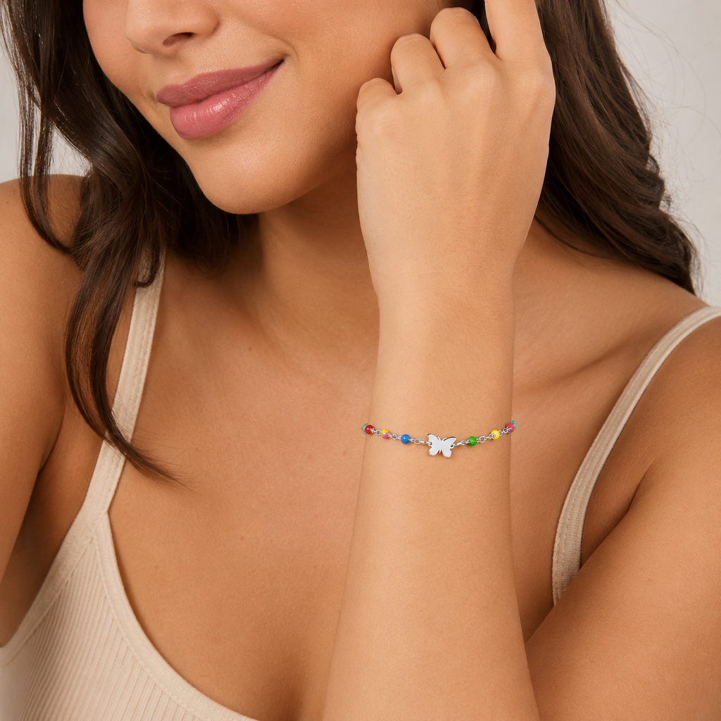 Bracciale Bimba Multicolor Farfalla in acciaio inox Imagine - Brand Gioielli