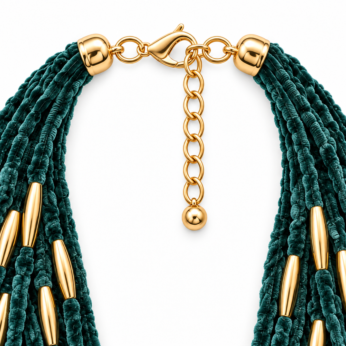 Collana multifilo in ciniglia con inserti dorati