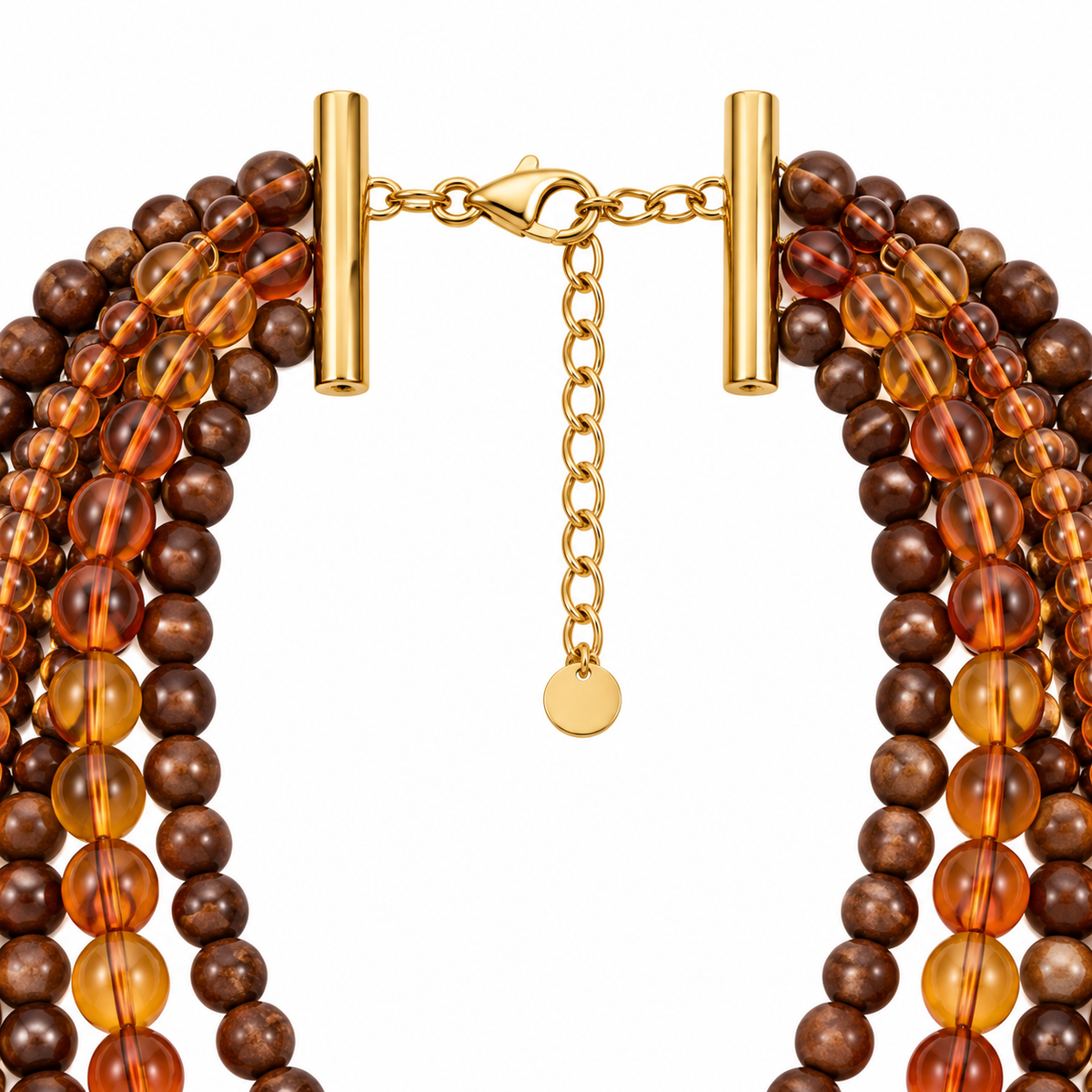 Collana lunga multifilo con perle effetto pietra