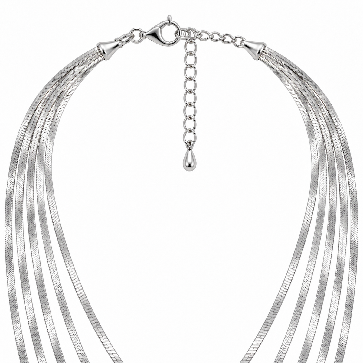 Collana lunga in acciaio inox multifilo con 8 fili a spina di pesce
