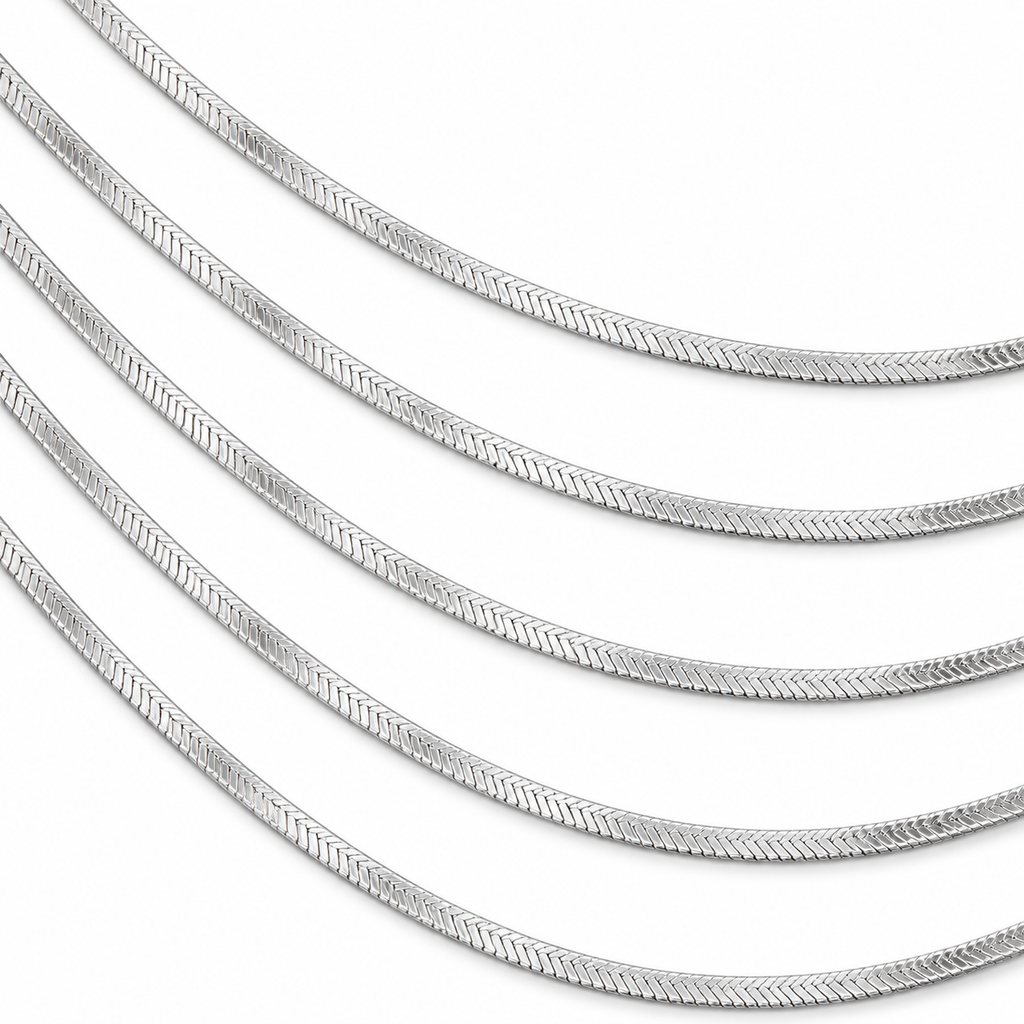 Collana lunga in acciaio inox multifilo con 8 fili a spina di pesce