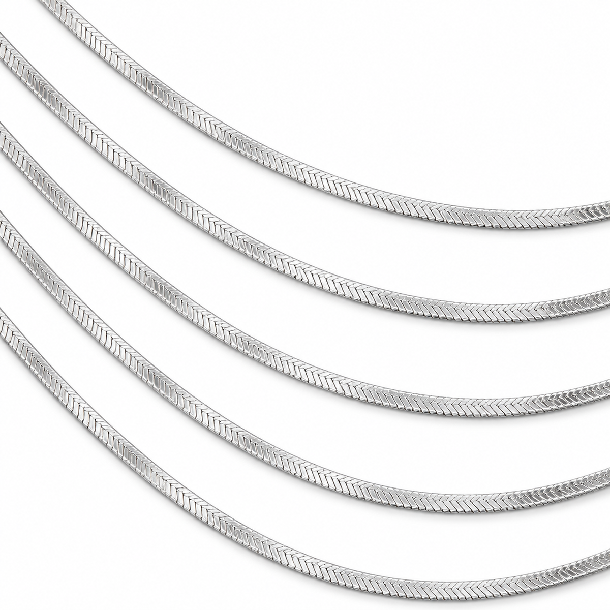 Collana lunga in acciaio inox multifilo con 8 fili a spina di pesce