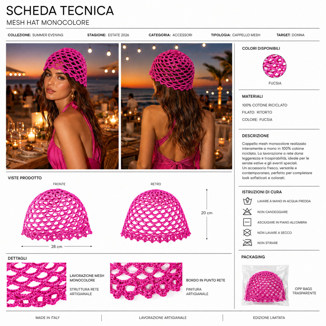 Mesh Hat Monocolore Cappelli estivi Made in Italy - Les Folies