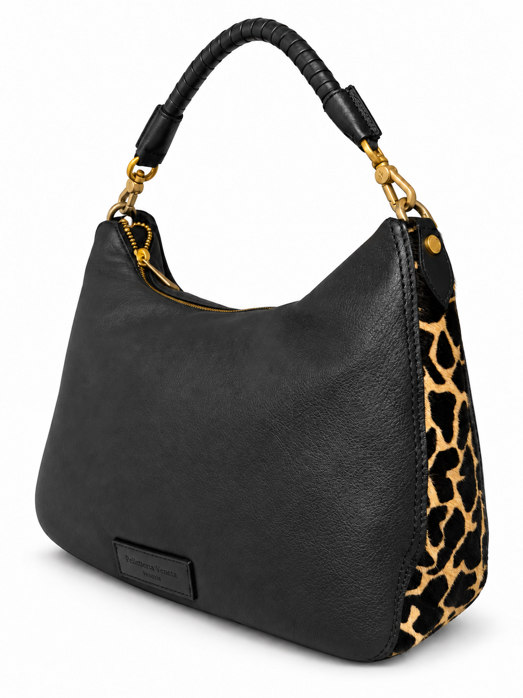 Hobo bag in vera pelle con inserti in cavallino Lido Pelletteria Veneta