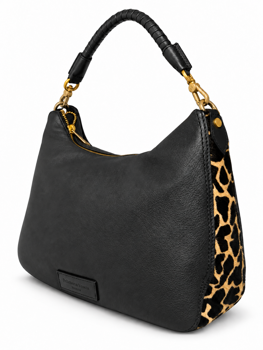Hobo bag in vera pelle con inserti in cavallino Lido Pelletteria Veneta