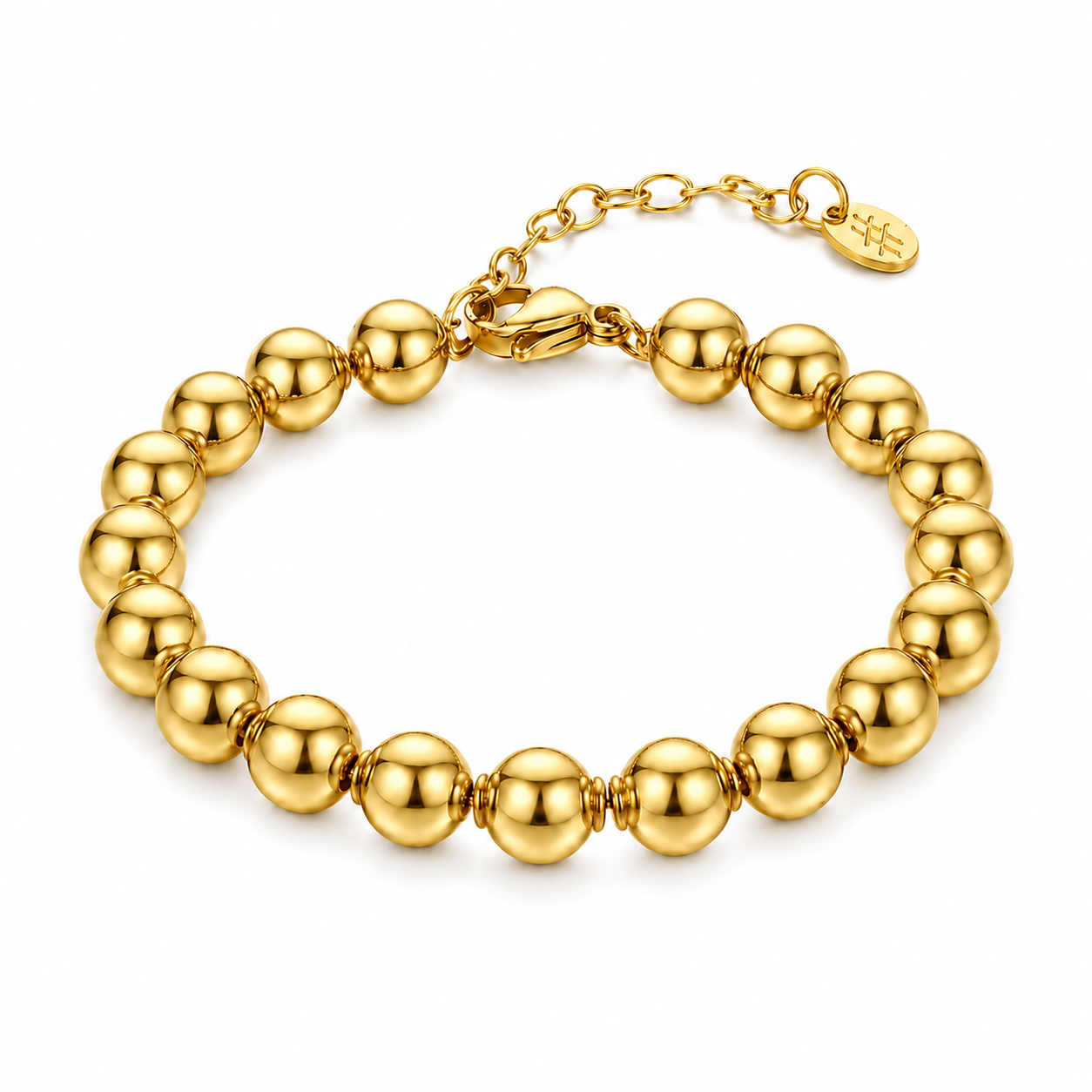 Bracciale Bracciale Sfere Grandi 8mm in acciaio inox Basi - Brand Gioielli