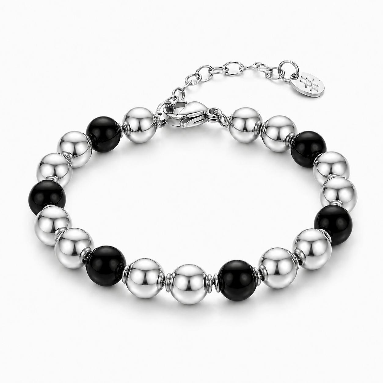 Bracciale Bracciale Sfere Grandi 8mm in acciaio inox Basi - Brand Gioielli
