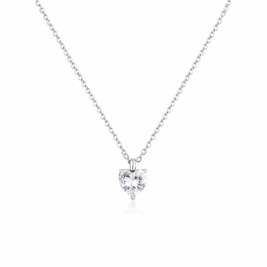 Collana con Cristallo a Cuore pendente in acciaio inox - Brand Gioielli