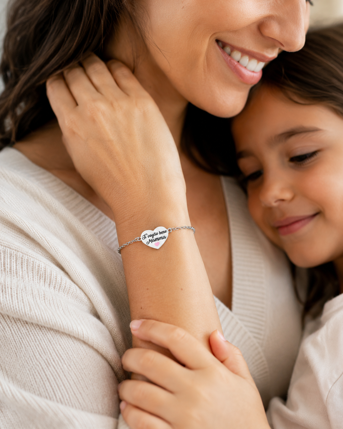 Bracciale Cuore Mamma Ti Voglio Bene in acciaio inox Mamma - Brand Gioielli