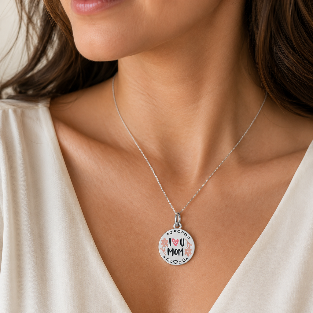 Charm I Love You Mom in acciaio inox Mamma - Brand Gioielli