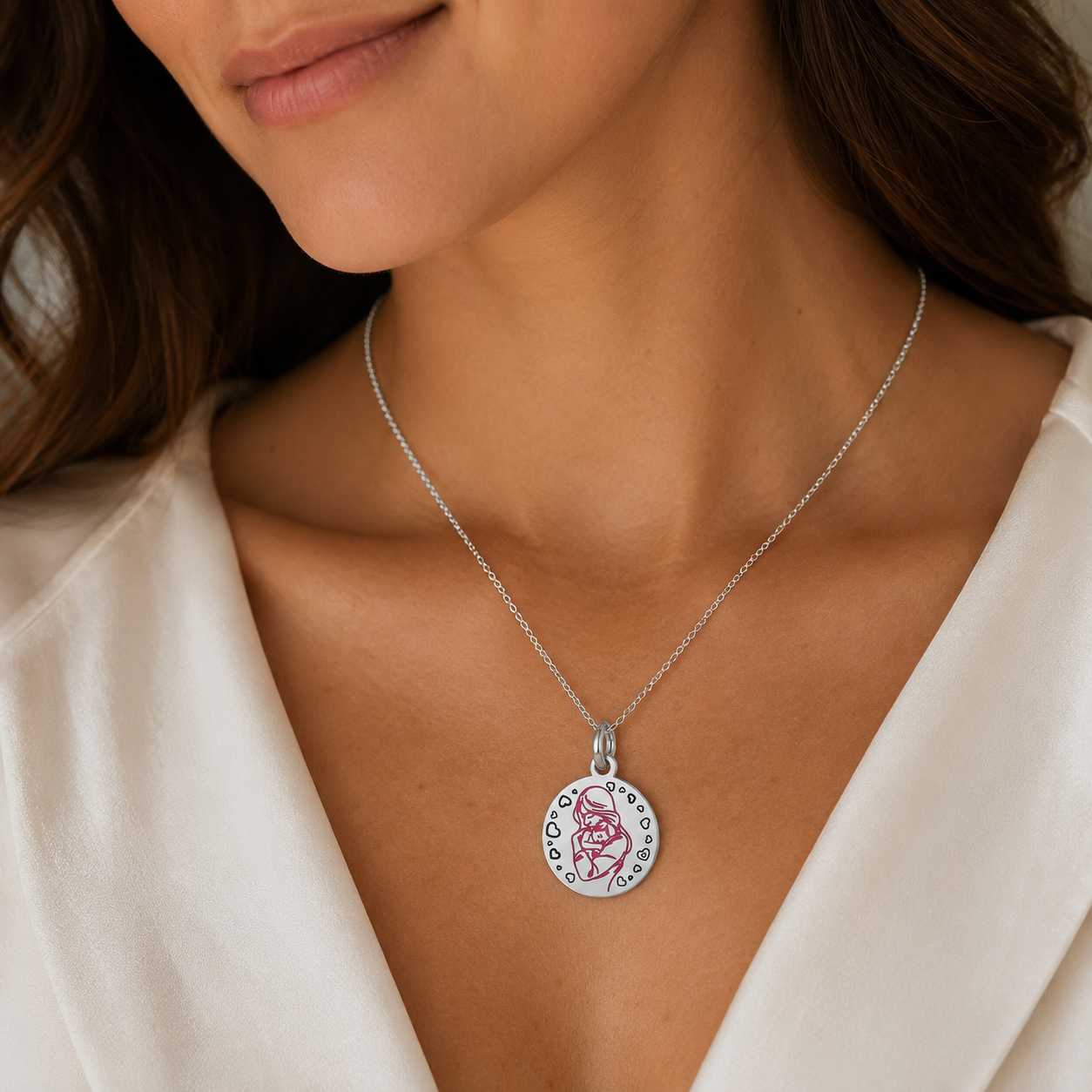 Charm Abbraccio Rosa in acciaio inox Mamma - Brand Gioielli