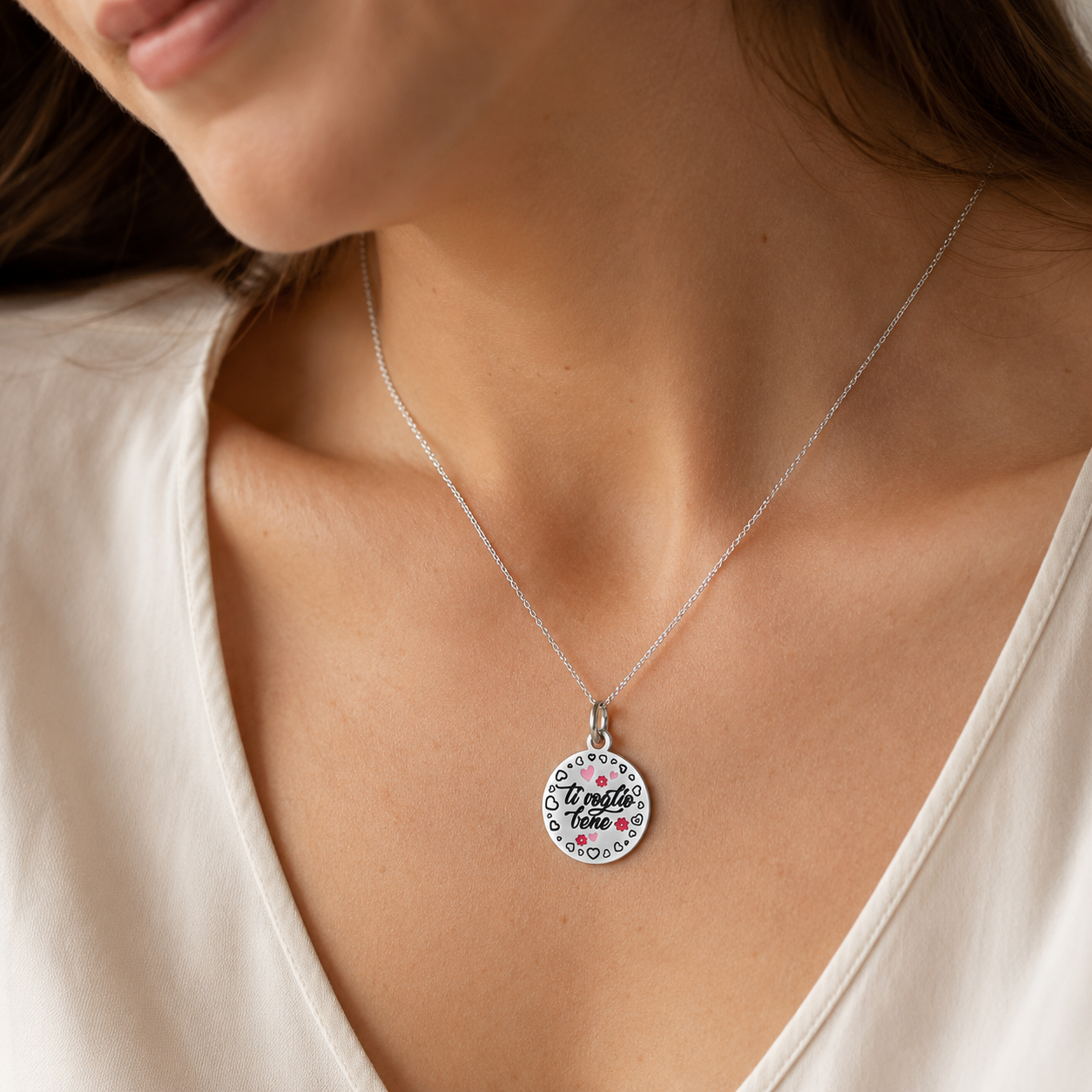 Charm Ti Voglio Bene in acciaio inox Mamma - Brand Gioielli