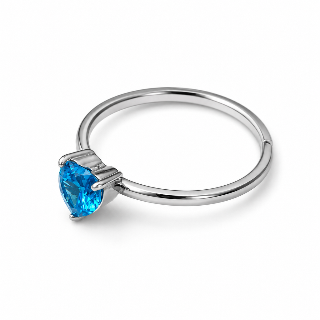 Anello con Cristallo a Cuore in acciaio inox - Brand Gioielli