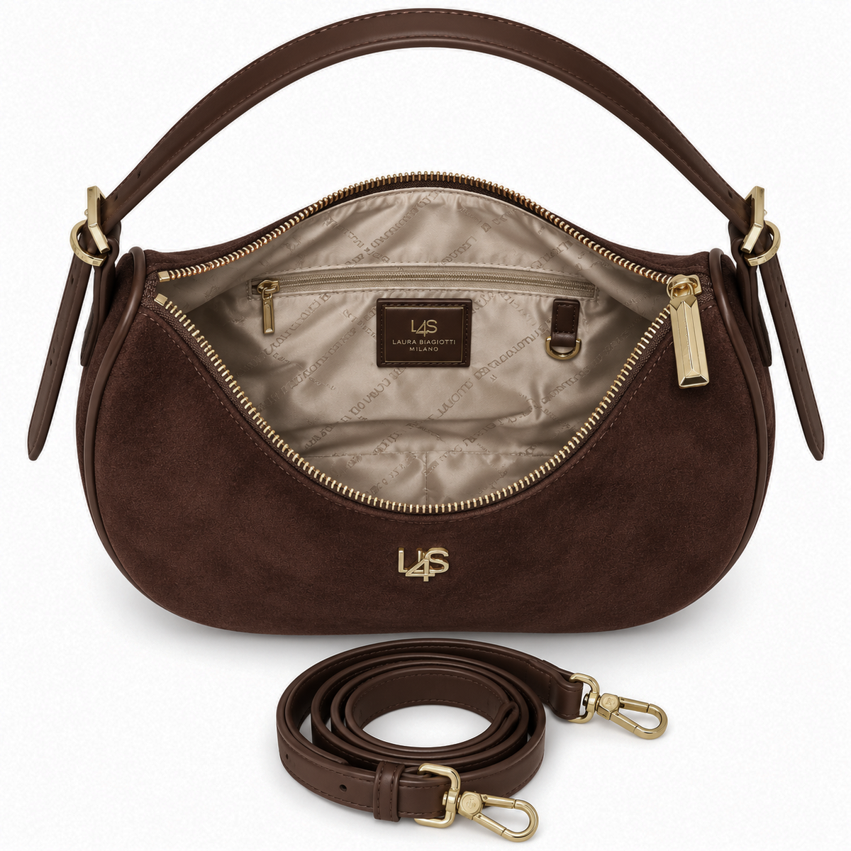 Borsa a spalla/tracolla Hobo 4US Cesare Paciotti Gabrielle Ecopelle Camoscio