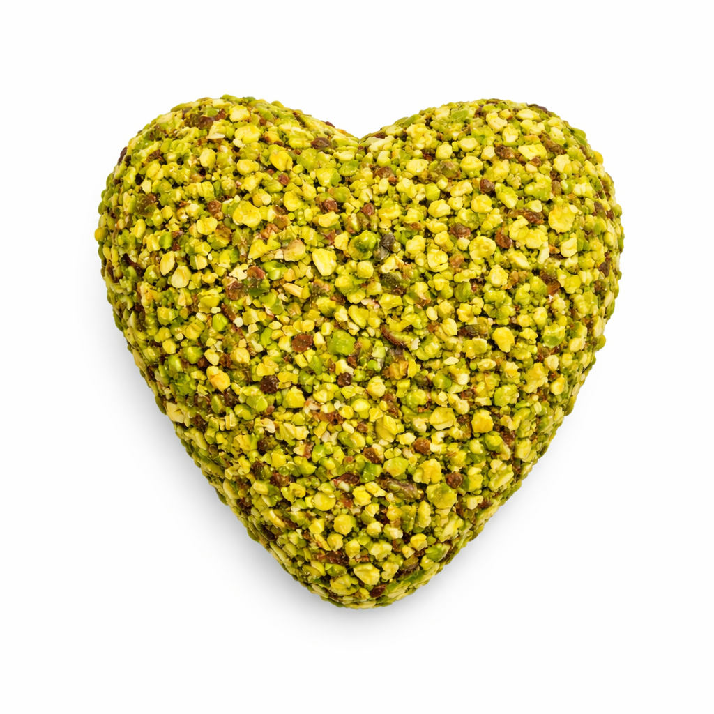 Cuore al cioccolato Gourmet con granella di Pistacchio doppia sorpresa