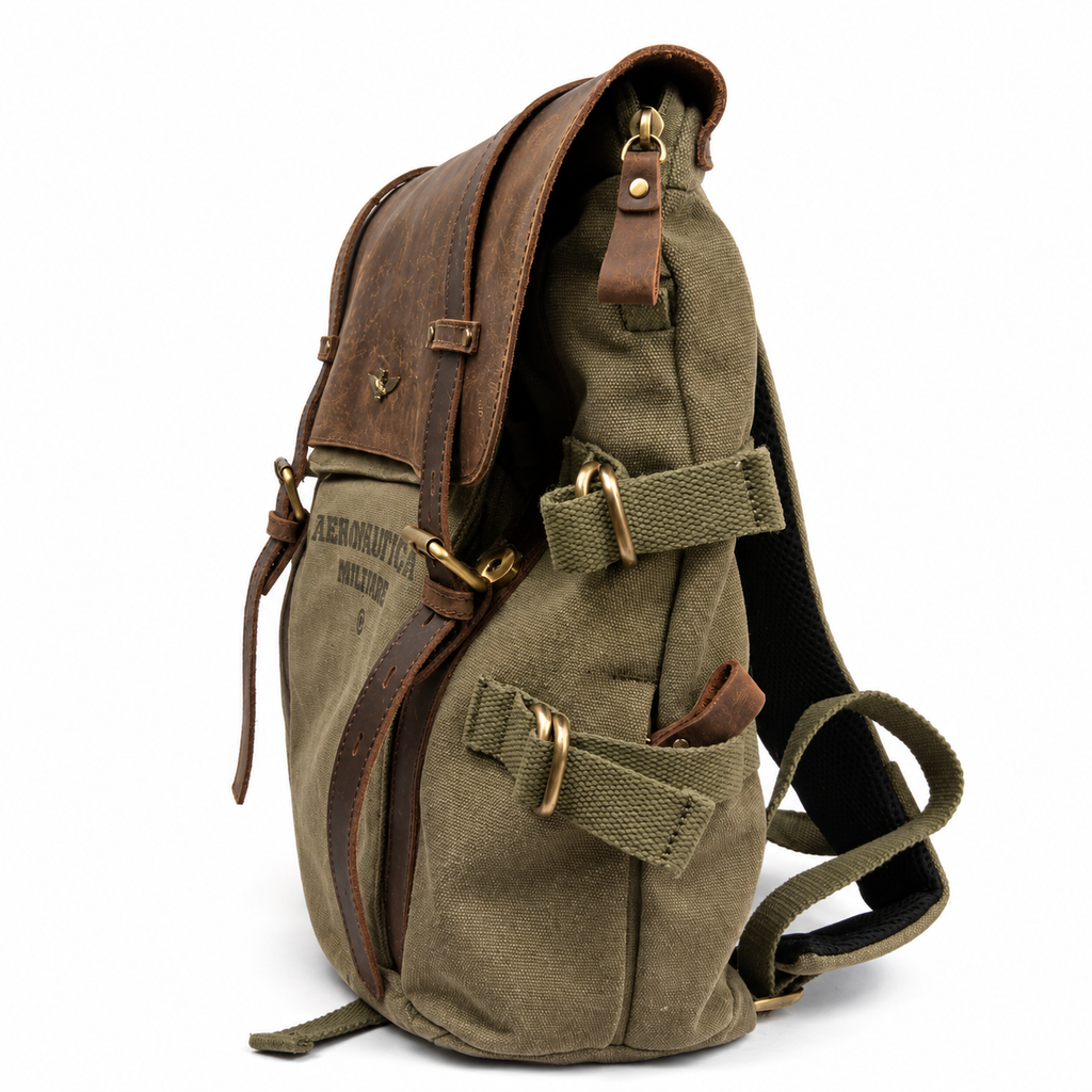 Zaino in Canvas e pelle Aeronautica Militare AM613 Canvas