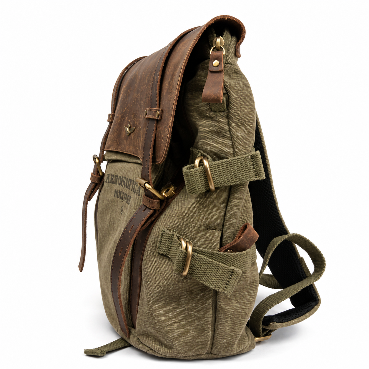 Zaino in Canvas e pelle Aeronautica Militare AM613 Canvas
