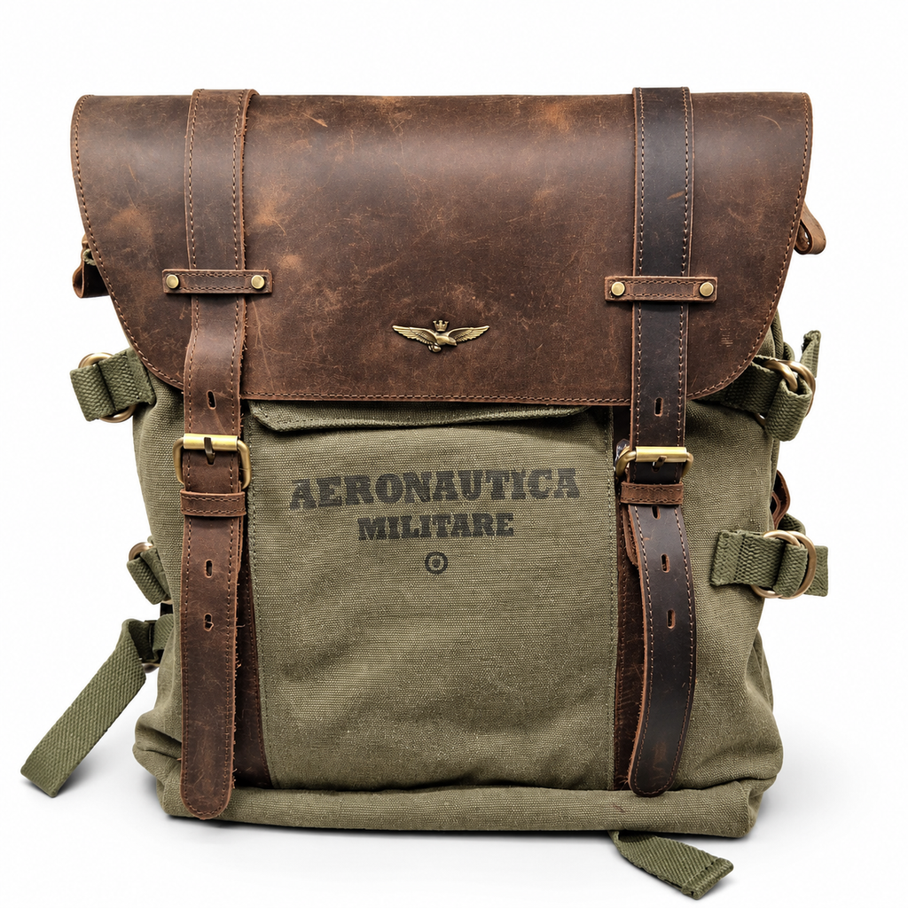 Zaino in Canvas e pelle Aeronautica Militare AM613 Canvas