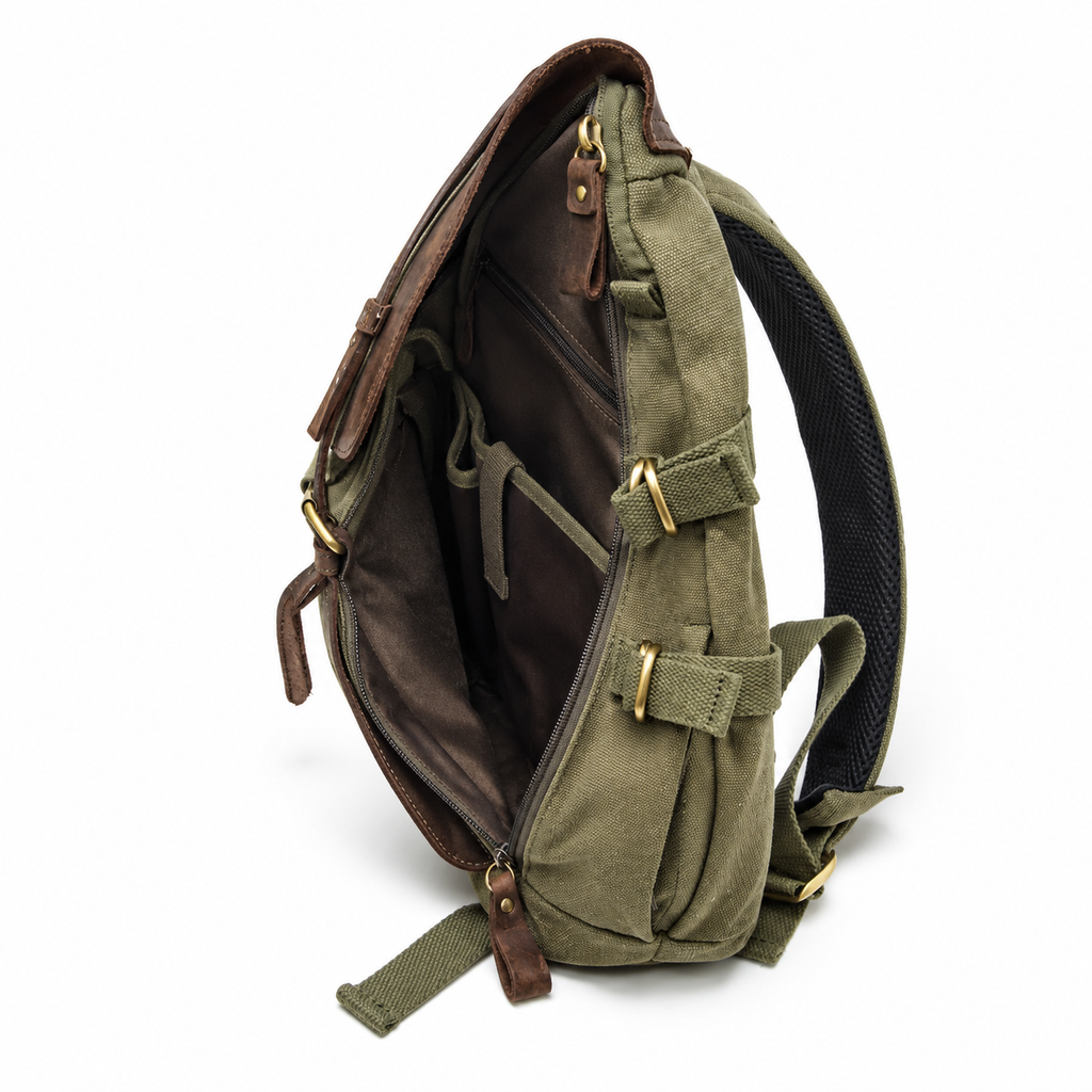 Zaino in Canvas e pelle Aeronautica Militare AM613 Canvas