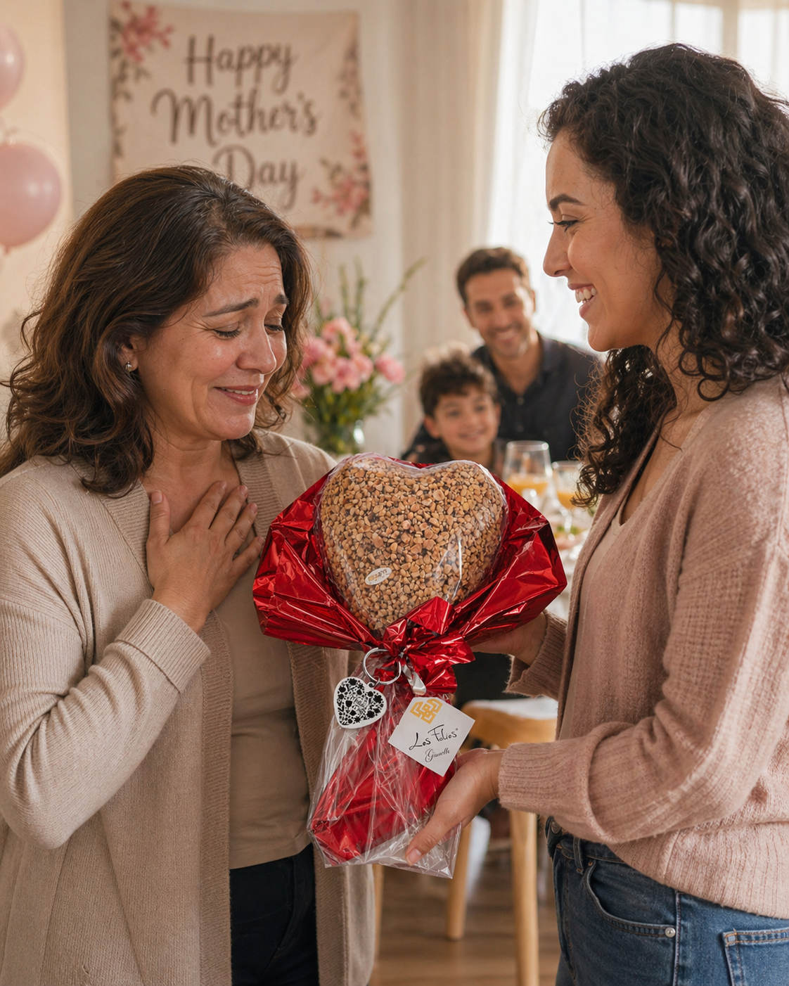 Cuore al cioccolato Gourmet con granella di Nocciole doppia sorpresa