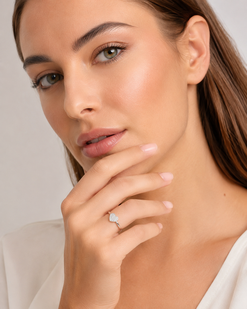 Anello Cuore Cristalli in acciaio inox Shine - Brand Gioielli