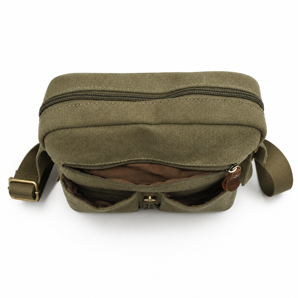 Tracolla Grande in Canvas e pelle Aeronautica Militare AM611 Canvas