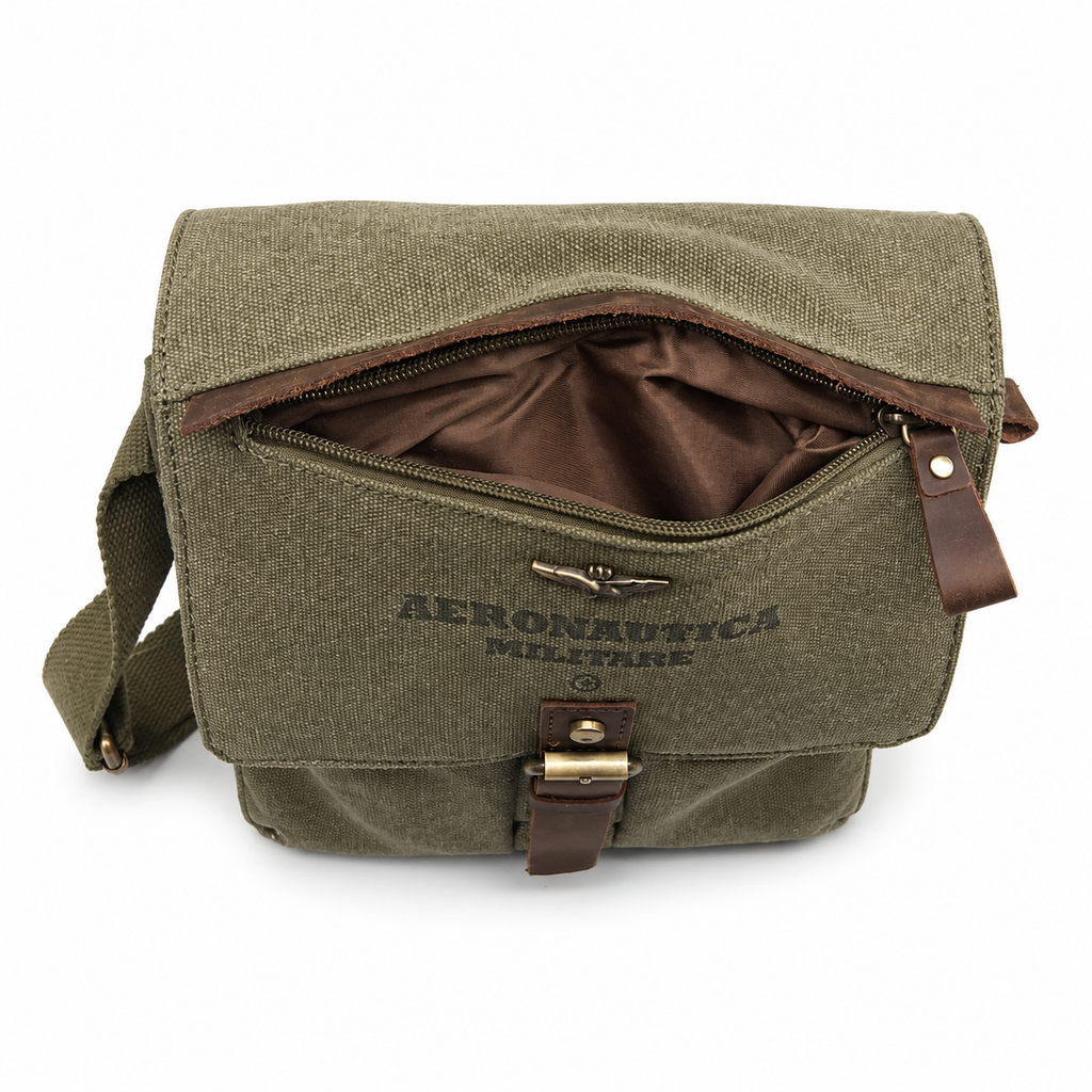Tracolla Grande in Canvas e pelle Aeronautica Militare AM611 Canvas