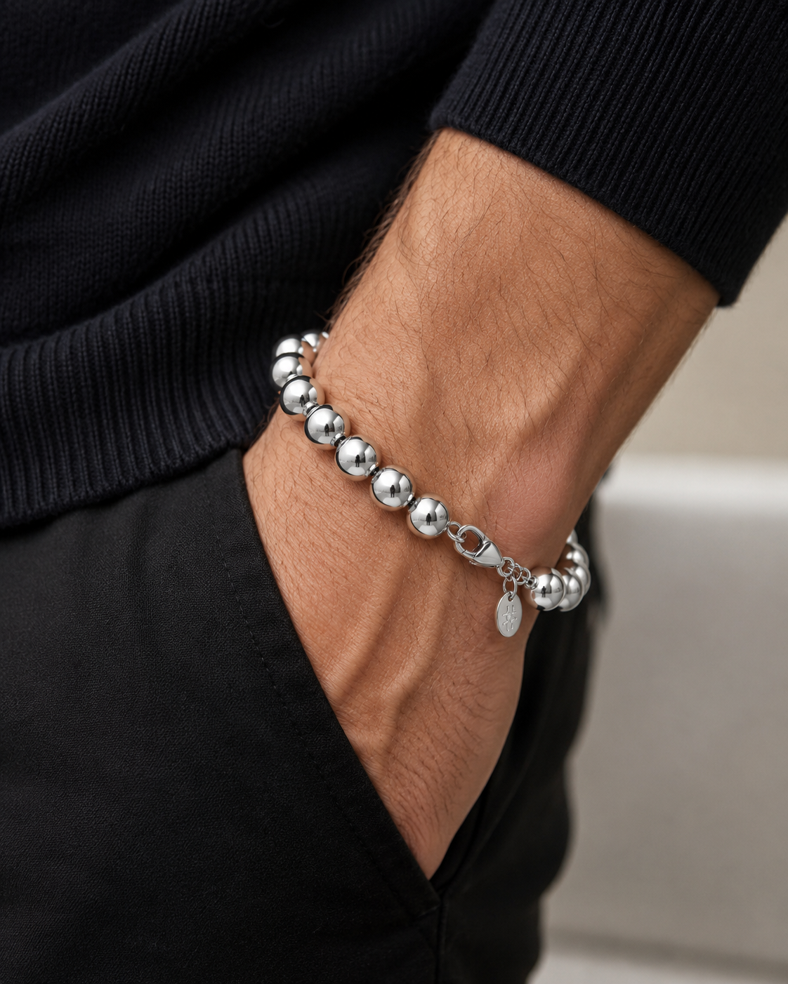 Bracciale Bracciale Sfere Grandi 8mm in acciaio inox Personal - Brand Gioielli