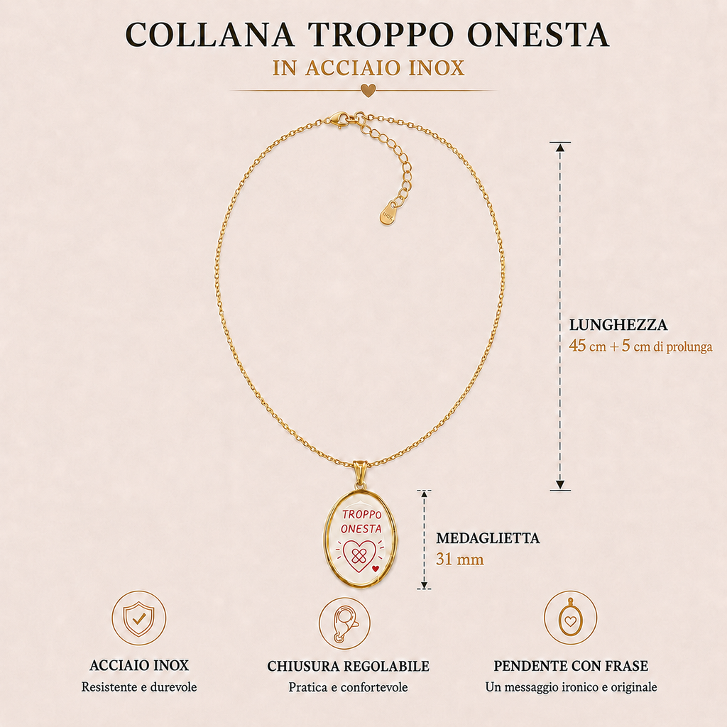 Collana in acciaio inox "Troppo onesta"