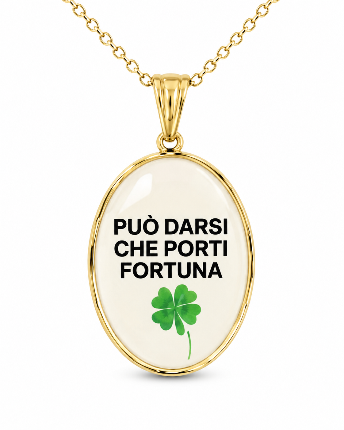 Collana in acciaio inox "Può darsi che porti fortuna"