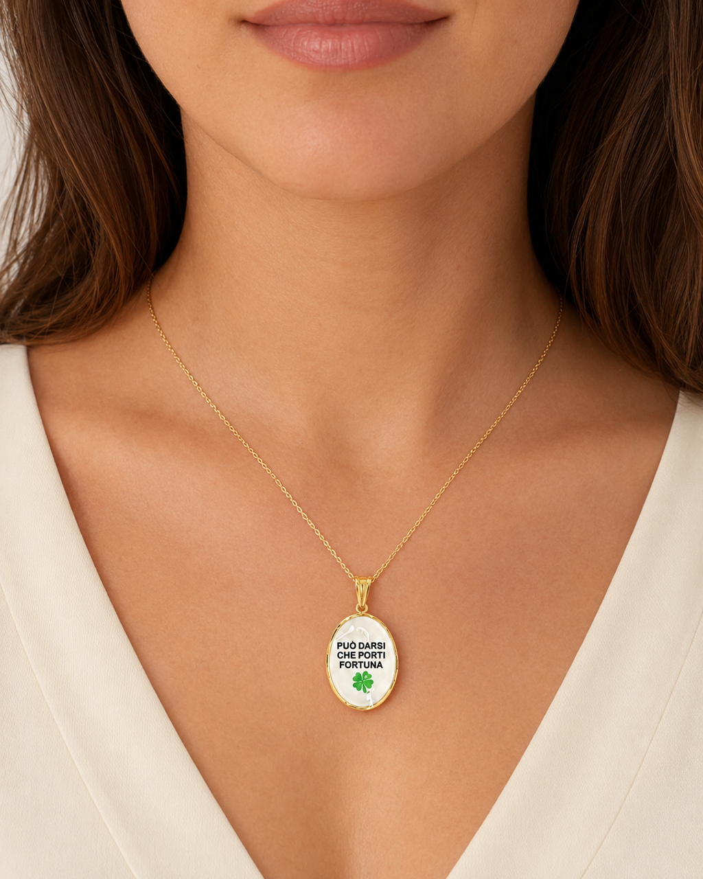 Collana in acciaio inox "Può darsi che porti fortuna"