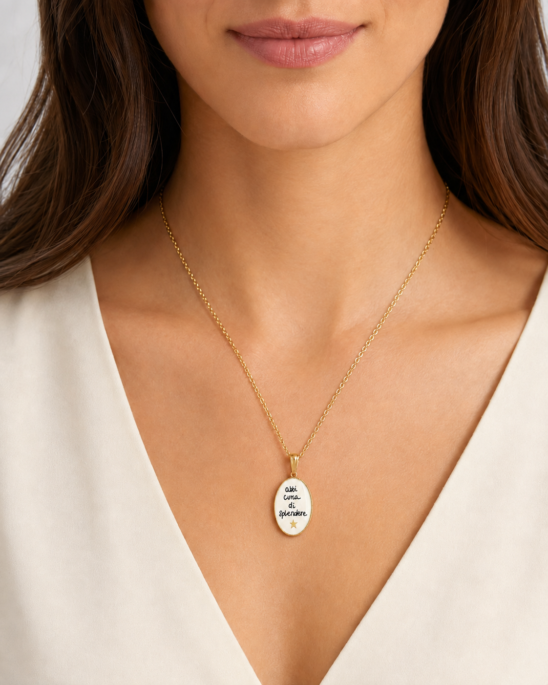 Collana in acciaio inox "Abbi cura di splendere"