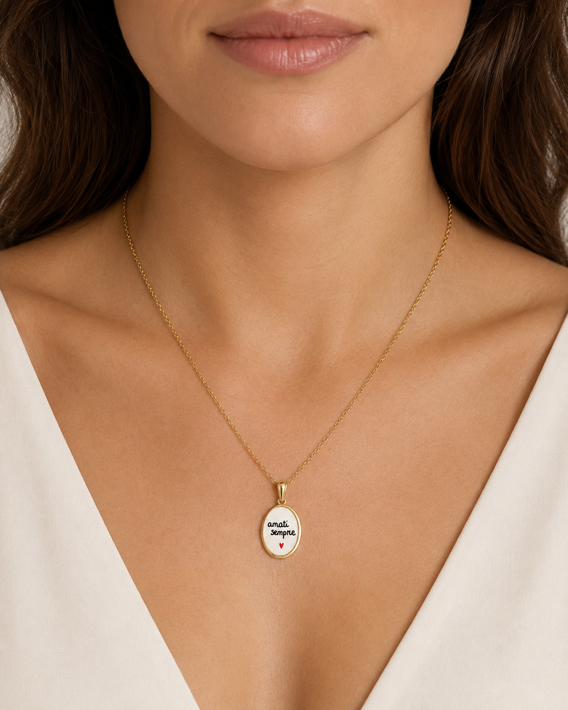 Collana in acciaio inox "Amati sempre"