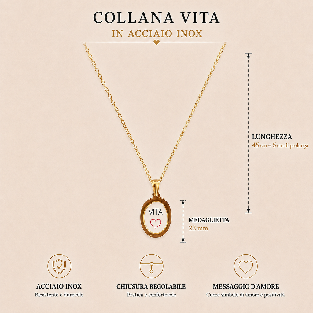 Collana in acciaio inox "Vita"