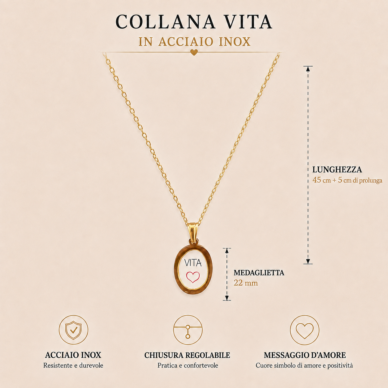 Collana in acciaio inox "Vita"
